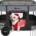 Dog Cat Playpen, Pet Puppy Portable Pens for Outdoor Travel Crate, Indoor After Surgery Use, Foldable Dog Kennel Tent for Rabbit or Small Animals and Tent Stakes (Dark Grey, Large)