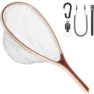 SF Fly Fishing Landing Net Soft Rubber Mesh Trout Net Catch and Release Net