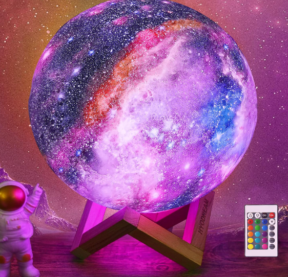 HYODREAM 7.9 inch Large Moon Lamp Galaxy Starry Moon Night Light with Touch and Remote Control 16 Colors as Cool Lamp Gift for Boys or Girls