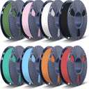 TECBEARS High Speed PLA 3D Printer Filament Bundle, Matte PLA Filament 1.75mm for High Speed 50-600mm/s, 8 Pack,250g Spool, Black+White+Blue+Orange+Pink+Red+Green+Olive Green