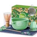 510mL Matcha Whisk Set: 8 Pcs Complete Ceramic Matcha Kit with Handcrafted Bamboo Chasen & Bowl - Frothy Tea Ceremony, Romantic Morning Ritual - Gift for Mom & Beginners