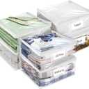 Plastic Storage Bags with Easy-Glide Zipper, Pack of 6, Durable Clear Vinyl Zippered Storage Bags for Clothes Sweaters Comforters Blankets Sheets Bedding (12 x 12 x 3.9 Inch)