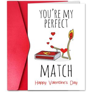 3 x Perfect Match Valentines Day Card for Girlfriend Wife, Naughty Valentines Day Gift for Women Her, Hilarious Gay Card for Valentine (Match) (#10)