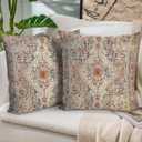 Boho Throw Pillow Covers 24x24 inch Set of 2,Boho Vintage Carpet Pattern Antique Ethnic Decor Double Sided Pattern Cushion Cover Soft Pillow Case Living Sofa Room Bed Square Pillow Cover