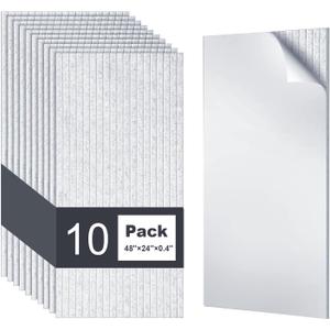 10 Pack Large Acoustic Panels, 48 x 24 Inch High Density Soundproof Panel for Walls, Self-Adhesive Sound Proof Panels for Recording Studio, Home, Office, Theater(Grey)
