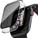 2 x 2 Pack Privacy Case for Apple Watch Screen Protector, Anti-Spy Tempered Glass Film Apple Watch Cover Hard PC Case Bumper for iWatch Series 6/5/4/SE 2/SE 3 - Clear/Clear 44mm