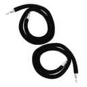 NovelBee 2pcs Velvet Stanchion Ropes with Silver Hooks,10 Feet Stanchion Queue Barrier Ropes,Crowd Control Velvet Rope Safety Barriers for Party Decorations(Black)