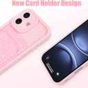 MZELQ Compatible with iPhone 17 Case 2025 Silicone Card Holder, Cute Pattern Wave Ripple Cover for Girls Women -Pink