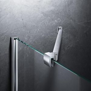 Frameless Shower Door Support Bar, Stainless Steel Wall-to-Glass Support Arm to Fixed Shower Glass Panel, for 1/4"-3/8" (6-10 mm) Door, 180 Pivot & Stow-Flat Mode (Chrome, 15.8-inch(400mm))
