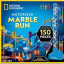 National Geographic Marble Run with Motorized Elevator - 150-Piece Marble Maze Kit with Motorized Spiral Lift, 30 Marbles, Storage Bag & More, Perpetual Motion Machine, Kids Physics Toys