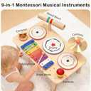 WINYGZ 9-in-1 Baby Drum Set, Low Noise Montessori Musical Instruments for Toddlers 1-3, Safe & Durable Wooden Music Toys for Quiet Sensory Play at Home, Great Birthday for Boys Girls