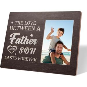 Father Son Picture Frame,8x10 Wood Picture Frame Fits a 4 x 6 Inch Photo, Best Dad Ever Pictures Frames, Table Decorations, Dad Birthday Gift From Son,19