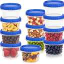 12 Pack Freezer Containers with Screw On Lids, 12 Oz Stackable Reusable Plastic Storage Container, Airtight Plastic Food Storage Containers with Twist Top Lids for Food Soup Jello Sauce