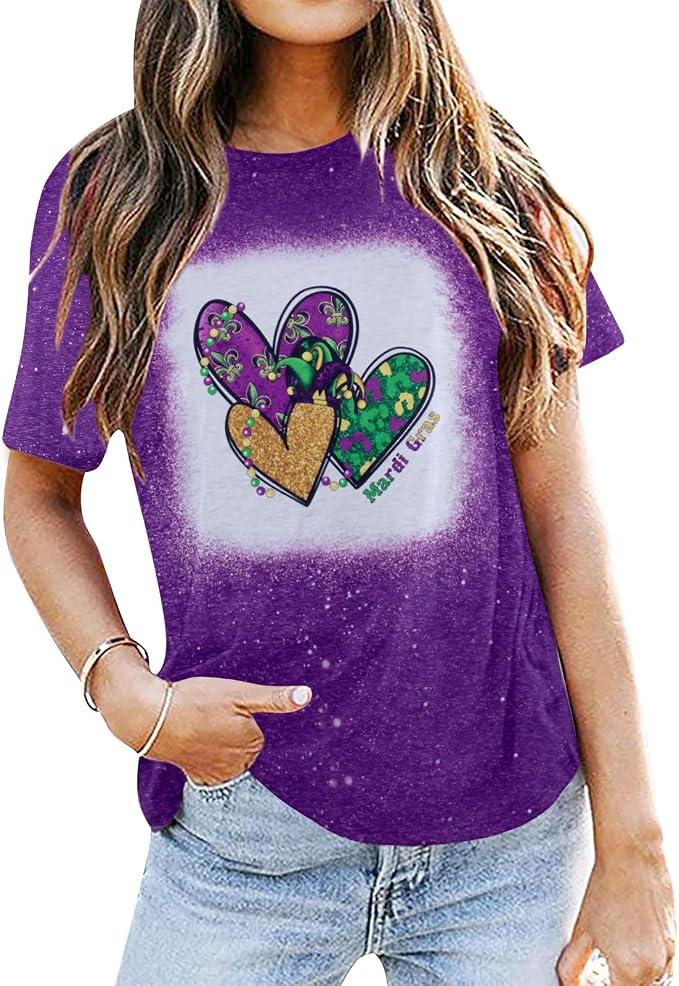 Mardi Gras Shirts Women: Mardi Gras Day Hearts T-Shirt Fat Tuesday Tee Carnival Shirt New Orleans Party Tshirt M