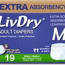 LivDry Adult Incontinence Underwear, Extra Absorbency Adult Diapers, Leak Protection, Medium, 19-Pack