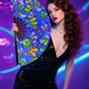 Folding Hand Fans, Popping Fan Rave Fan for Line Dancing, Clacking Fans for Boots On The Ground Dance,Party, EDM, Festival,Club,Decoration, (Butterfly)