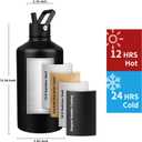 Insulated Water Bottle 128oz,Triple Wall Vacuum Stainless Steel(Dishwasher Safe),Leak Proof & Non-BPA,Flask Jug with Paracord Handle & Straw Spout Lids Sports Black