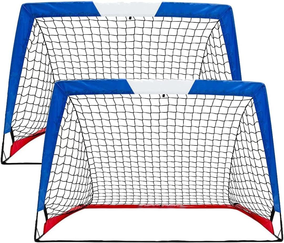 L RUNNZER Kids Soccer Goal, Pop Up Soccer Goal Net for Backyard, Set of 2 with Portable Carrying Case