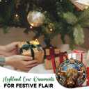 2 x OASSIE Highland Cow Ornament for Christmas Tree - Suncatcher Christmas Ornaments 2025 - Farmhouse Brown Highland Cow Gifts for Women Men Mom Dad Family, Stocking Stuffers for Farm Xmas Decorations