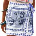 Womens Floral Wrap Mini Skirt High Waist A Line Beach Cover Up Boho (White, XL)
