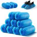 HUADYMEET Shoe Covers Disposable Non Slip For Indoors 100Pack(50 Pairs) Waterproof Shoes Protector Cover Durable Boot Booties Covers Fits up to size 11 US Men and 13 US Women,Large,Blue