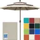 EliteShade USA 10-Year-Non-Fading 11ft 3-Tier Market Patio Umbrella, Commercial Grade Outdoor Table Umbrella with Crank Open, Windproof & UPF 50+ UV Protection, Heavy Duty Ventilation for Garden, Deck, Pool, Backyard, Beach & Bistro, No Tilt, Antique Beige