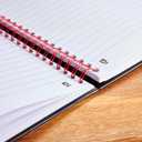 Black n' Red Notebook, Business Journal, 8-1/4" x 5-1/4", 70 Sheets, Ruled, Optik Paper, Scribzee App, Hardcover, Wirebound, Black (L67000) (Small (Pack of 1))