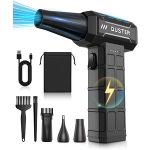 Compressed Air Duster-150,000RPM Electric Cleaner, Rechargeable Cordless Air Blower for Keyboard, PC, Electric Devices Cleaning, Turbo Jet Dry Replace Canned Air Compressed Air Cans (Black)