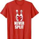 Never Split Bowling Pins Valentine's Day Couples Matching T-Shirt, Size: L