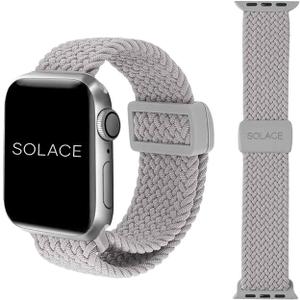 Solace Bands Imperium Adapt Wide Adjustable Nylon Braided Watch Band - Compatible with All Apple Watches - Solace Apple Watch Bands for Women & Men - Smart Watches Band Series 10 9 8 7 6 SE 5 4 3 2 1 Pearl