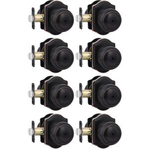 Goldenwarm Matte Black Door Knobs Interior, Privacy Door Knob for Bedroom & Bathroom, Black Interior Door Knobs with Arched Plate 8 Pack