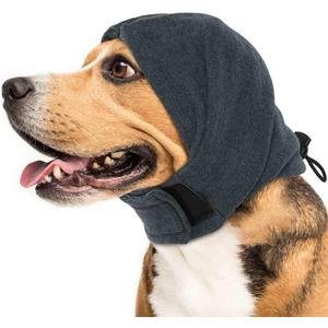 IDOMIK Dog Calming Hoodie No Shake Ear Wraps for Dogs, Dog Ear Head Covers for Noise Reduction & Anxiety Relief, Dog Ear Headband Muffs Head Wraps for Ear Hematoma Grooming Firework Force Drying (Large(Head Circle:17.7"-23.6"), Dark Grey)