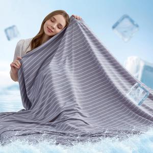 INGEROOM Cooling Blanket for Night Sweats Decorative - Stay Cool and Comfortable All Night Long, Cooling Blankets for Hot Sleepers,Lightweight Sofa Throw Blanket for Bed, Grey Twin (60''x80'') (Gray)