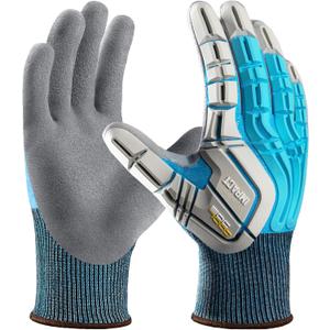 COOLJOB TPR Impact Resistant Safety Work Gloves with Grip, Sandy Nitrile Dipped Utility Gloves for Construction Workers, Size L