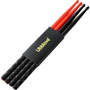 Nylon Drumsticks 2 pairs with ANTI-SLIP Handles for Drum,Exercise Plastic Drum Sticks,Attractive,Light and Durable Sticks for Drums,Musical Instrument Percussion Accessories (Black and Red)