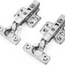 Luokim 26mm Small Cup Soft Close Half Overlay Hinge for Thin Door Clip On Mounting Plate Concealed Cabinet Hinge with Screws Nickel Finish