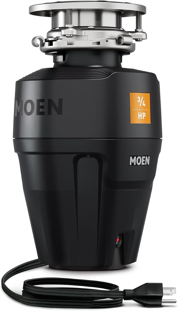 Moen Black EX Series Host Series 3/4 Horsepower Improved Installation Garbage Disposal, EX75C, 3/4 HP