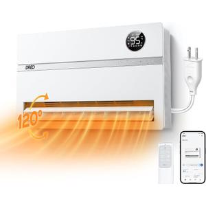 Dreo Wall-Mounted Heater, Smart Space Heater for Bedroom with Dreo FortPlug Overheat Protection, 120 Vertical Oscillation, Thermostat, 24H Timer, 1500W Electric Heater for Indoor, WH729S (White)