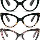 DXYXYO Cat Eye Blue Light Blocking Reading Glasses Women +3.5 Diopter Vintage Oversized Fashion Computer Readers Retro Cute 3 Pack