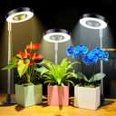 6 Pack Telescopic Grow Lights for Indoor Plants - 48 LED Full Spectrum Grow Lights for Indoor Plants, Height Adjustable Small Halo Grow Light with Base, 3 Selectable Light Sources