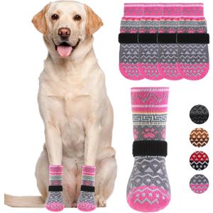 KOOLTAIL Dog Socks Shoes for Hot Pavement, Breathable & Warm Winter Dog Booties to Prevent Licking Paws for Large Senior Dogs, Non Slip Grippy Pet Boots & Paw Protectors for Hardwood Floor (Large(4 Pack)