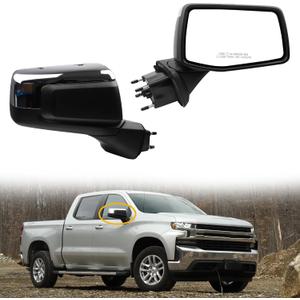 Dasbecan Passenger Side Mirror Compatible with 19-24 Chevy Silverado 1500, 19-24 GMC Sierra Right Mirror with Power Heated/Temp Sensor/Manual Folding Chrome Replace#GM1321583 84823219 (7 Pins)