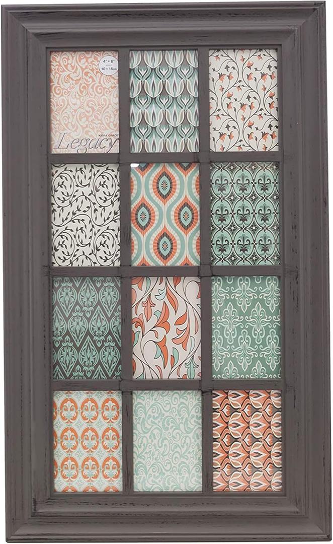 kieragrace KG Collage Frame - Distressed Grey, Holds 12 4" x 6" Photos