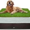 Dog Grass Large Potty Patch, Dog Litter Boxes Artificial Grass Bathroom Turf for Pet Training, Washable Puppy Pee Pad, Perfect Indoor/Outdoor Portable Potty Pet Loo (Tray system-41"X26.8")