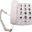 Big Button Phone for Elderly, JeKaVis J-P02 Amplified Phones for Hearing Impaired Aid Home Corded Phone Landline for Seniors Phone for Hard of Hearing House Phone, White