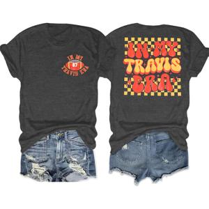 Retro in My Gameday Era T-Shirt Women Football Shirt Team Fan Tshirt Football Lovers Fans Gift Top (Gray, S)