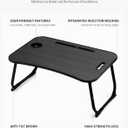 ZEAPTAC Laptop Bed Desk, Foldable Lap Desk, Portable Lap Table, Laptop Stand with Cup Holder & Tablet Slot & Lifting Handle for Working Writing Drawing & Eating - Black