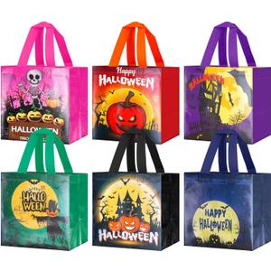 2 x Ranfashiong 6PCS Small Halloween Trick or Treat Bags for Kids with Handle, Reusable Non-Woven Tote Bags Party Favor