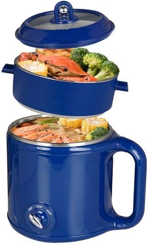 Ksalinameslon Hot Pot Electric With Steamer,Rapid Noodles Electric Pot,2.0L Stainless Steel Electric Pot For Cooking Noodles Oatmeal Pasta,Shabu Shabu Hotpot Pot Electric Dorm Lazy Pot