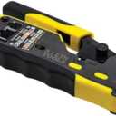 Klein Tools VDV226-110 Ratcheting Modular Data Cable Crimper / Wire Stripper / Wire Cutter for RJ11/RJ12 Standard, RJ45 Pass-Thru Connectors